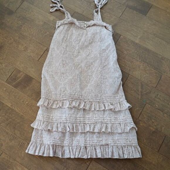 Cleobella Zane Sleeveless Midi Tiered Ruffle Dress Cream Womens Size Medium - Picture 1 of 7